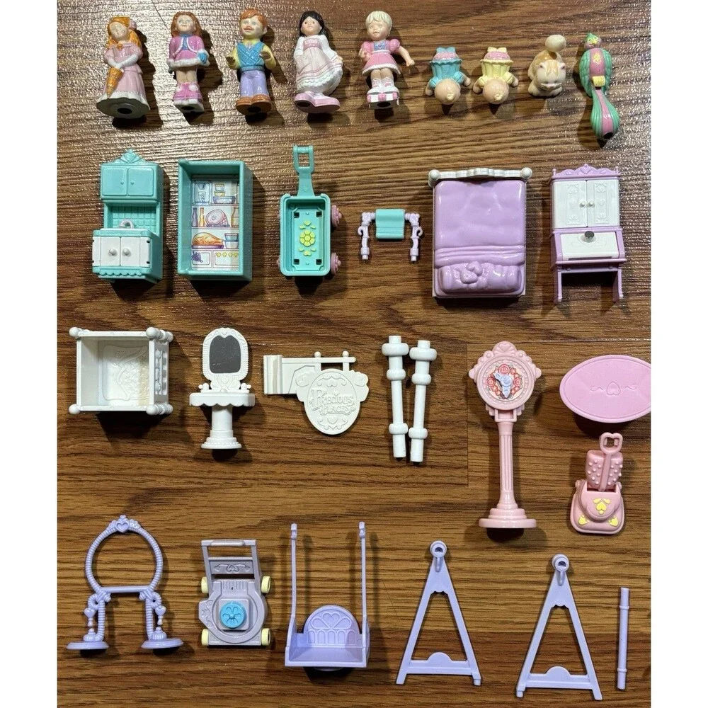 Huge Lot of Vintage Fisher Price Precious Places Figures, Accessories, Keys, Etc